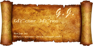 Gácser János névjegykártya